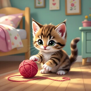 可爱小猫玩毛线球