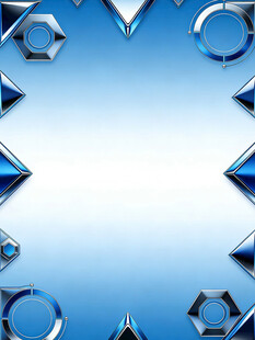 蓝色几何边框背景图