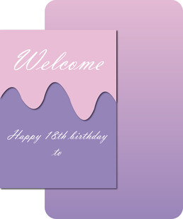 紫色欢迎生日贺卡