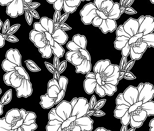 黑白花卉图案背景