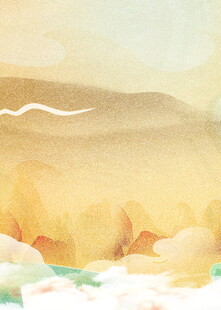 梦幻水彩风的自然风景图