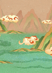 山水间的梦幻云朵景观