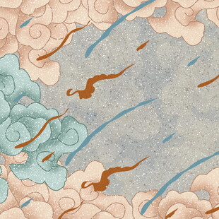 古风云海游鱼图案设计