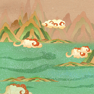 中式山水间的祥瑞云纹