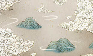 中式山水云纹古风图案