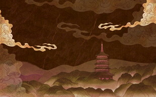 古风山水间的神秘古塔