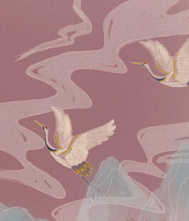 仙鹤翔于山水间