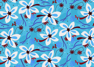 蓝色背景花卉图案纹理
