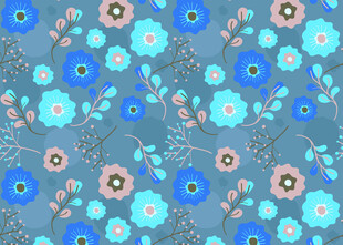 蓝色花卉图案背景纹理