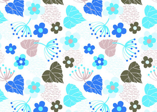 清新花卉心形图案背景