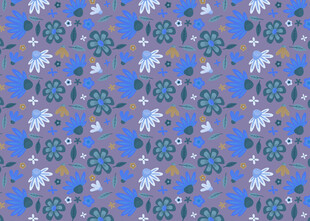蓝底花卉图案无缝背景