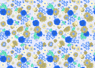 蓝黄花卉图案背景纹理