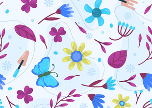 花卉蝴蝶图案背景纹理