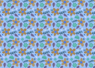 蓝底花卉几何图案纹理