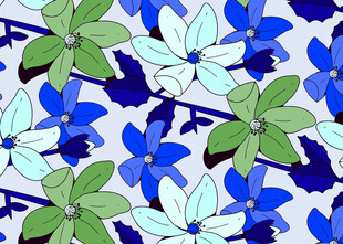 蓝绿花卉图案纹理背景
