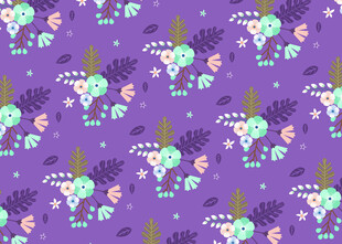 紫色背景可爱植物图案