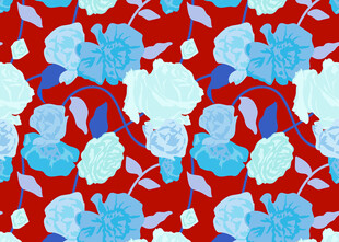 红蓝花卉图案布料纹理