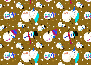 可爱雪人图案背景布料