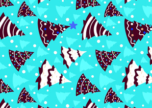 蓝色海洋风三角旗图案