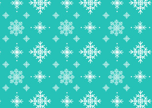 蓝绿底雪花无缝图案