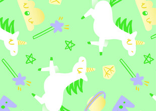 清新卡通动物花卉图案