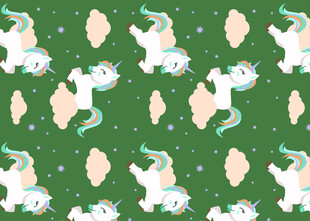 绿色背景独角兽图案设计