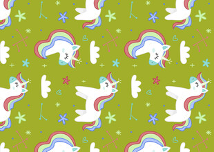 绿色背景独角兽图案设计