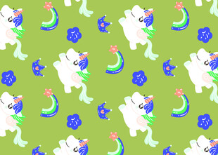 卡通风动物花卉图案背景