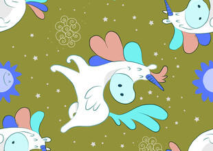 可爱飞象卡通无缝图案