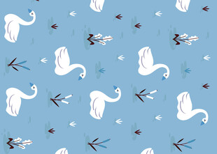 蓝色背景北极熊图案设计