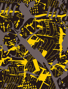 抽象黄黑涂鸦艺术图案