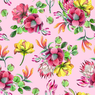 粉色花卉图案绚丽多彩