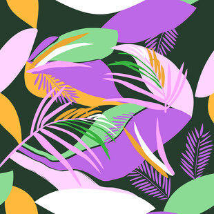 多彩热带植物图案背景