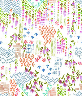 多彩花卉几何图案纹理