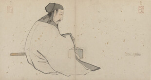 古代文人独坐沉思图