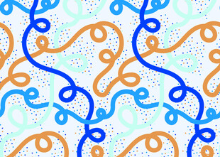 蓝橙曲线交织抽象图案