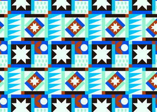 几何图案拼接的多彩织物