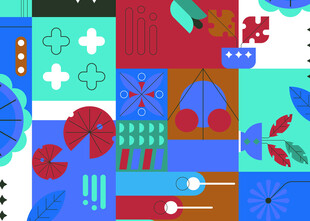 多彩几何图案装饰画