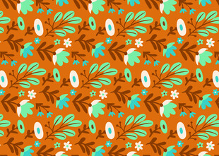 橙色底热带植物图案纹理