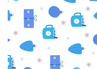 蓝色家电图案无缝背景图