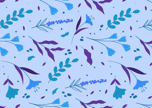 蓝紫色植物花卉无缝图案