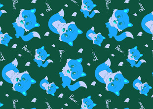 蓝精灵图案的绿色背景图