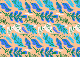 蓝绿植物图案无缝背景