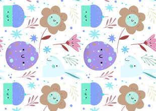 卡通风格多彩元素图案