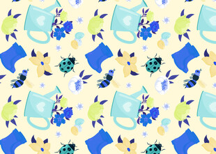 清新花卉杯子图案设计