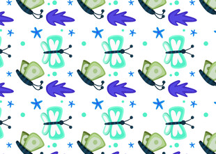 梦幻昆虫星星图案背景