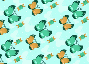 绿橙蝴蝶图案背景