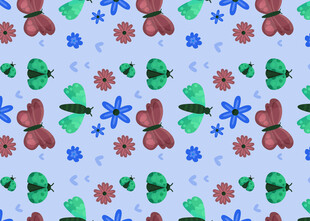 多彩蝴蝶花朵图案背景