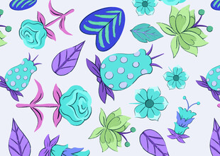 手绘多彩花卉图案背景