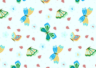 水彩风蝴蝶爱心图案背景